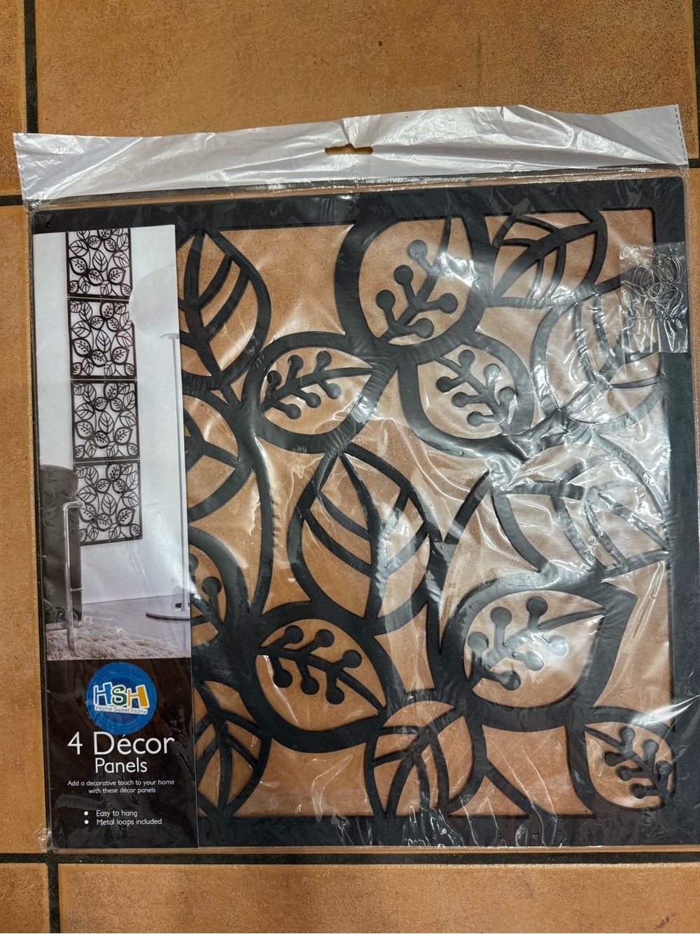 Black Leaf Wall Decor Panels - Set of 4